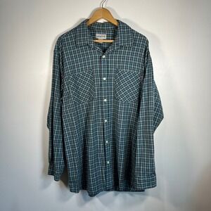 Carhartt Plaid Long‎ Sleeve Button Up Shirt Men XL Teal Blue Red Cotton Workwear